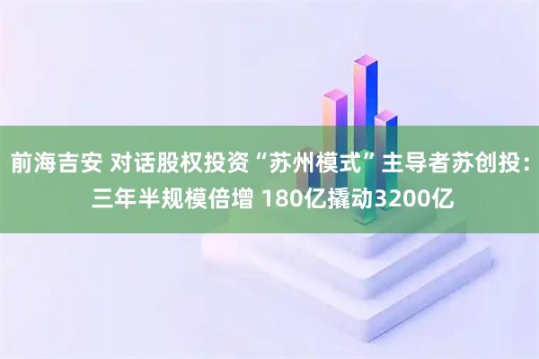 前海吉安 对话股权投资“苏州模式”主导者苏创投： 三年半规模倍增 180亿撬动3200亿